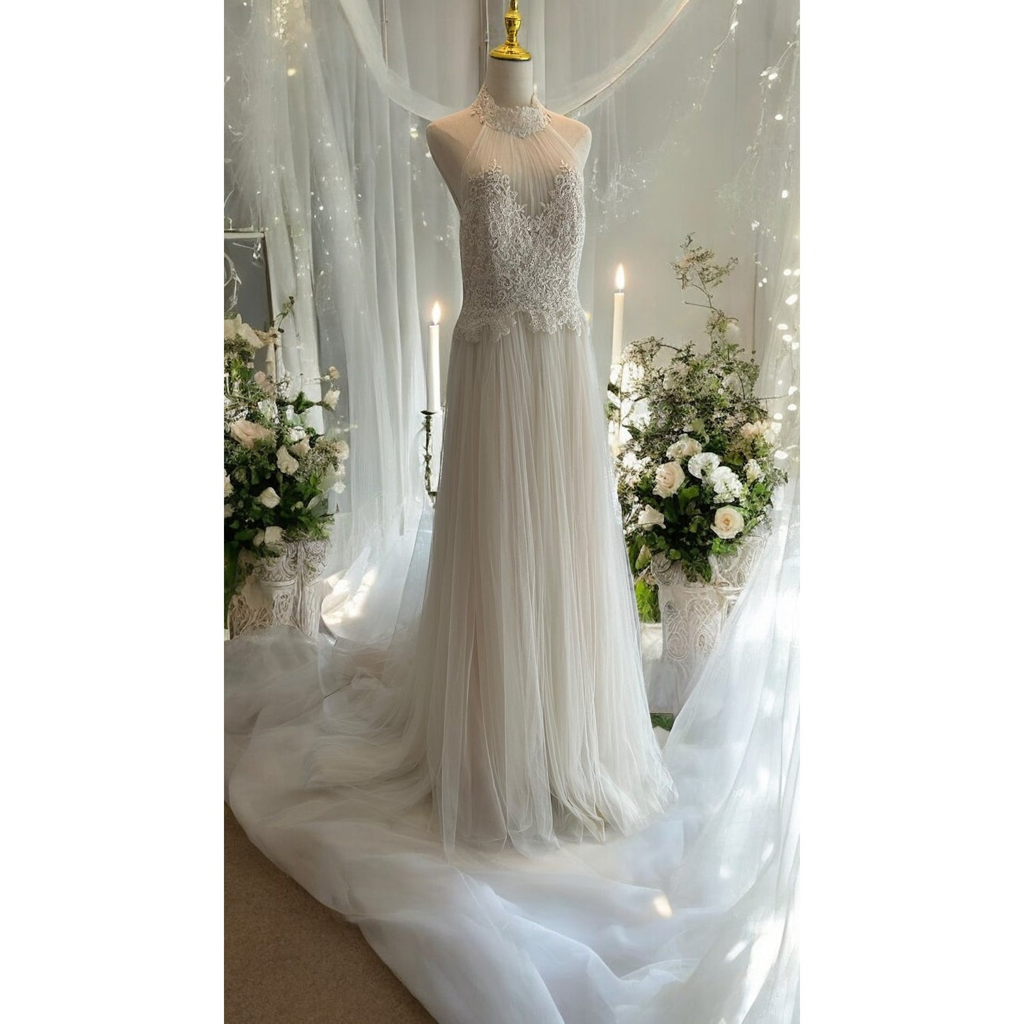 Donatela by Rosa Clará Sheer Lace Bodice Wedding Dress Gown
