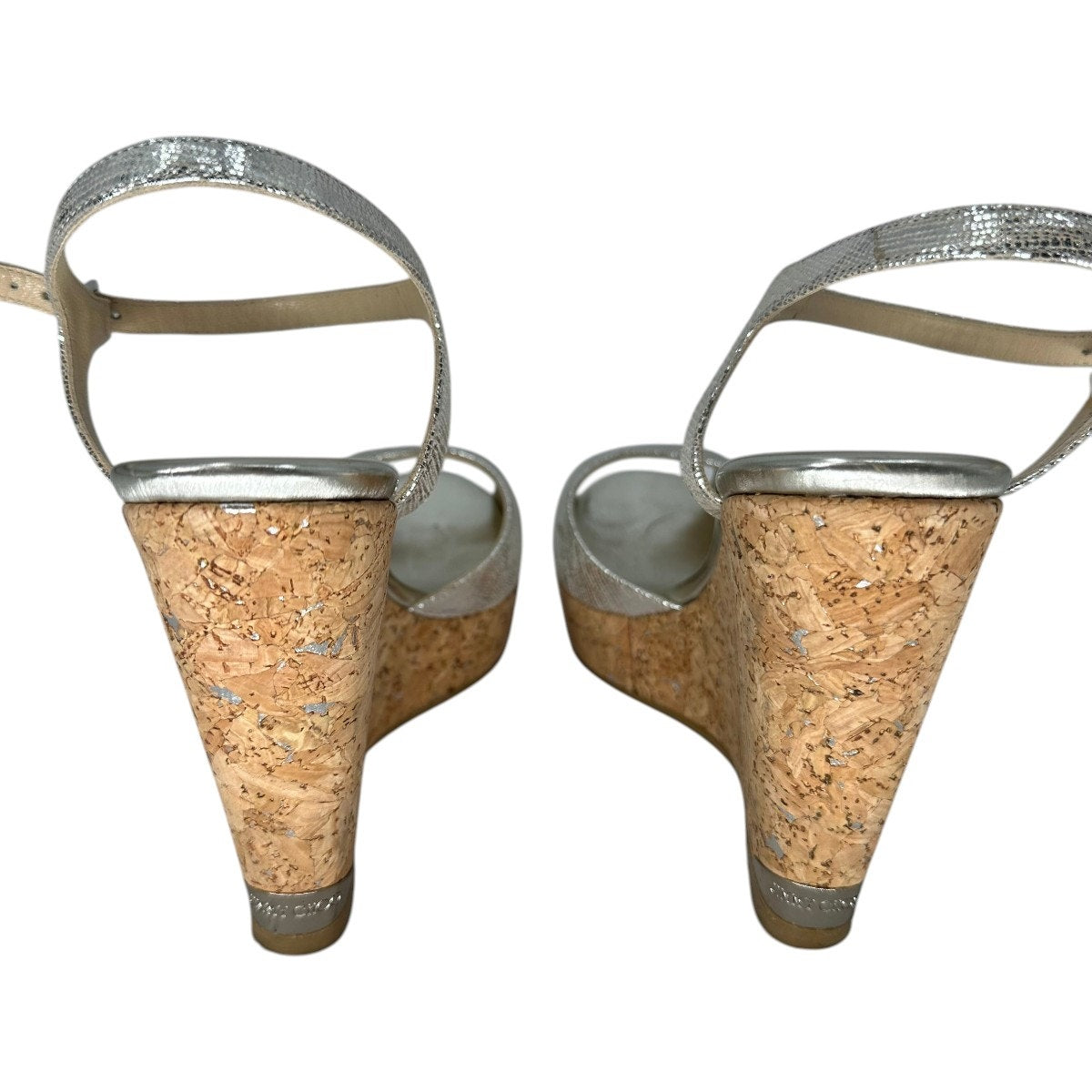 Jimmy Choo Metallic Leather Cork Wedge Sandals