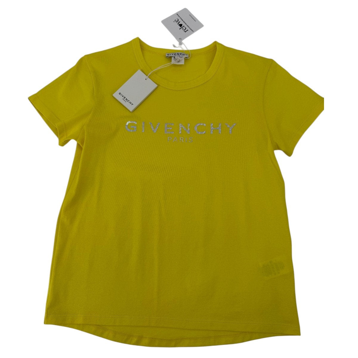 Givenchy Kids Yellow Logo Crew Neck Short Sleeve T-Shirt Cotton Size 12 NWT