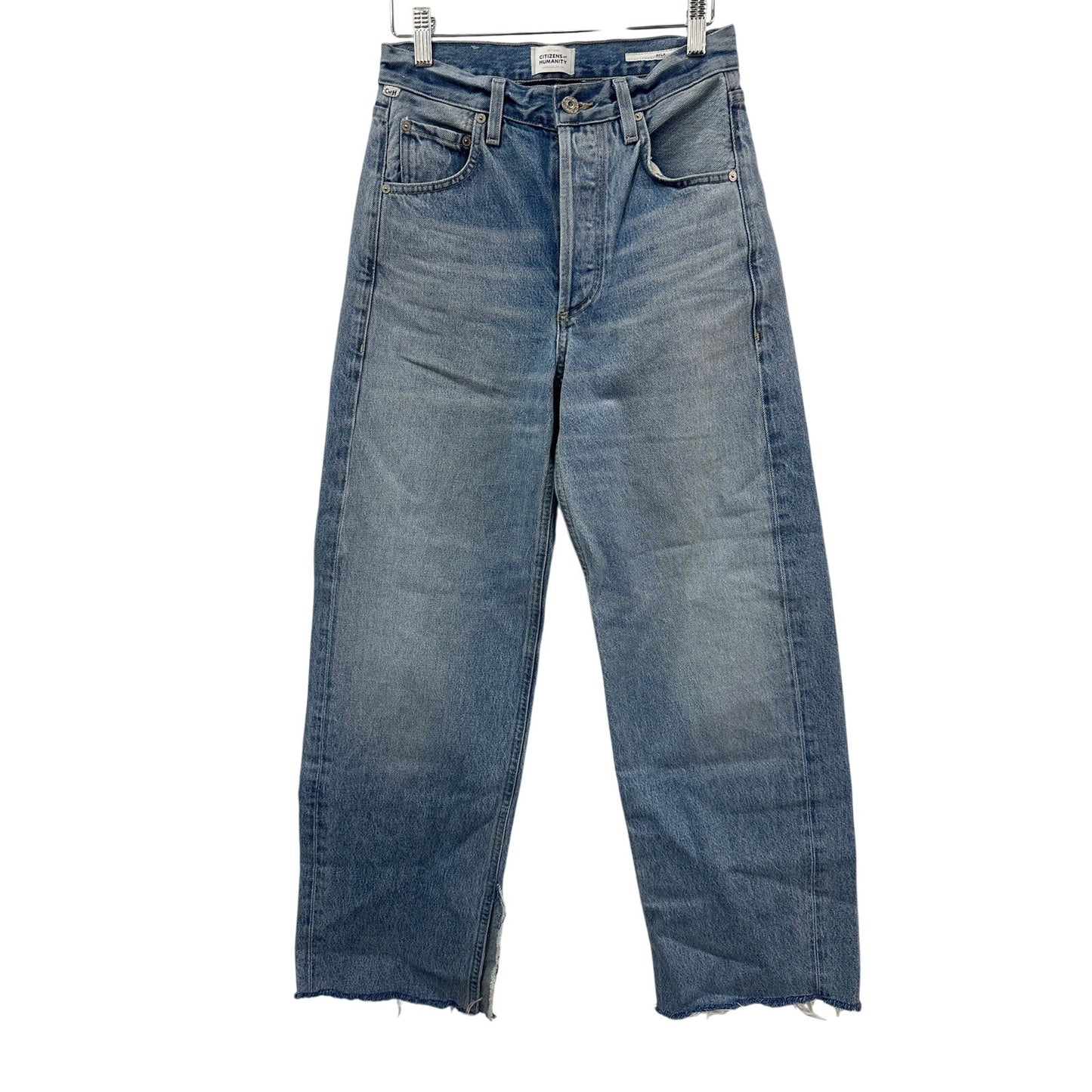Citizens of Humanity Blue Ayla Cotton Denim Wide Leg Crop Jeans Women's