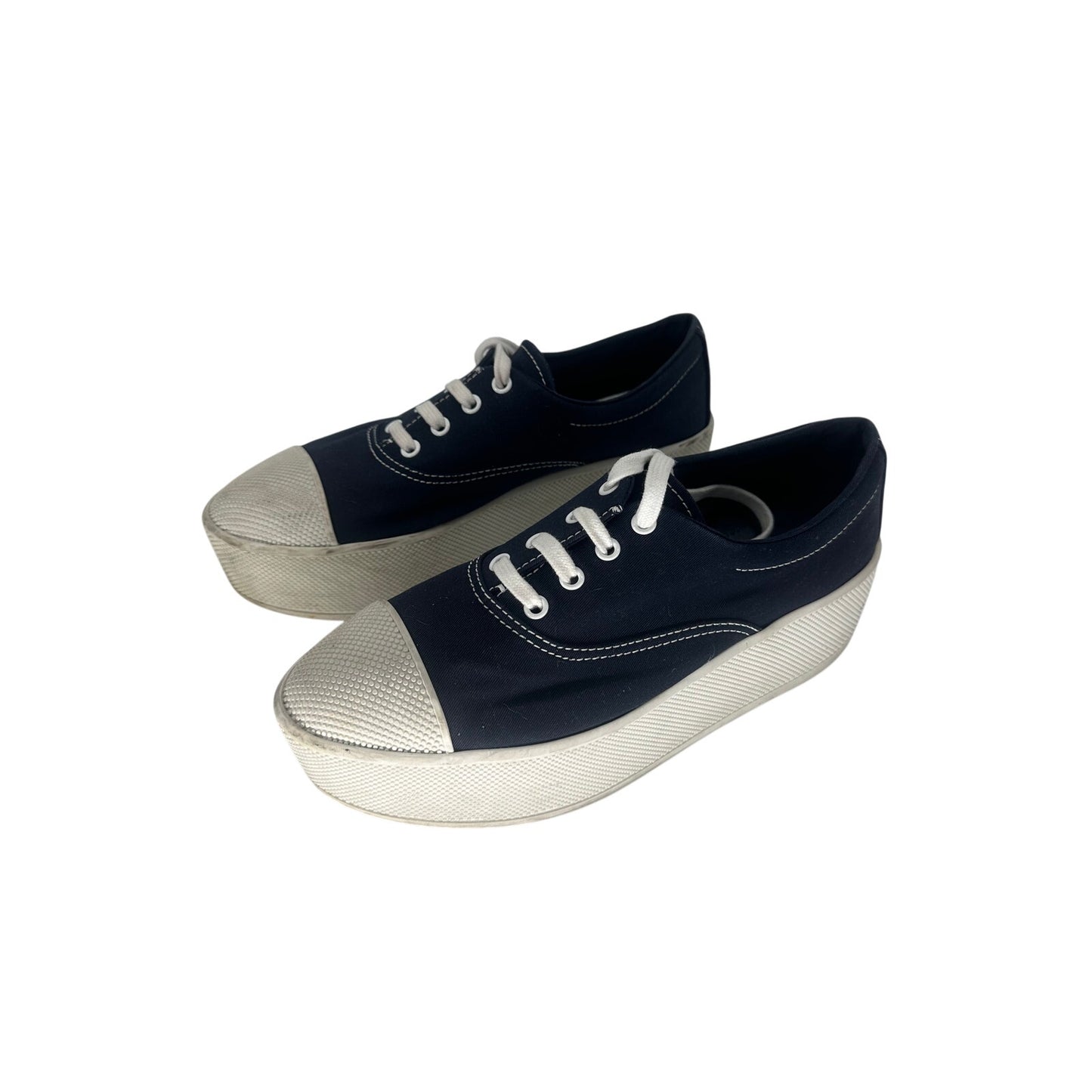 Prada Gabardine Calzature Donna Lace Up Platform Sneakers