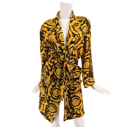 Versace Silk Baroque Print Robe & Shorts Set