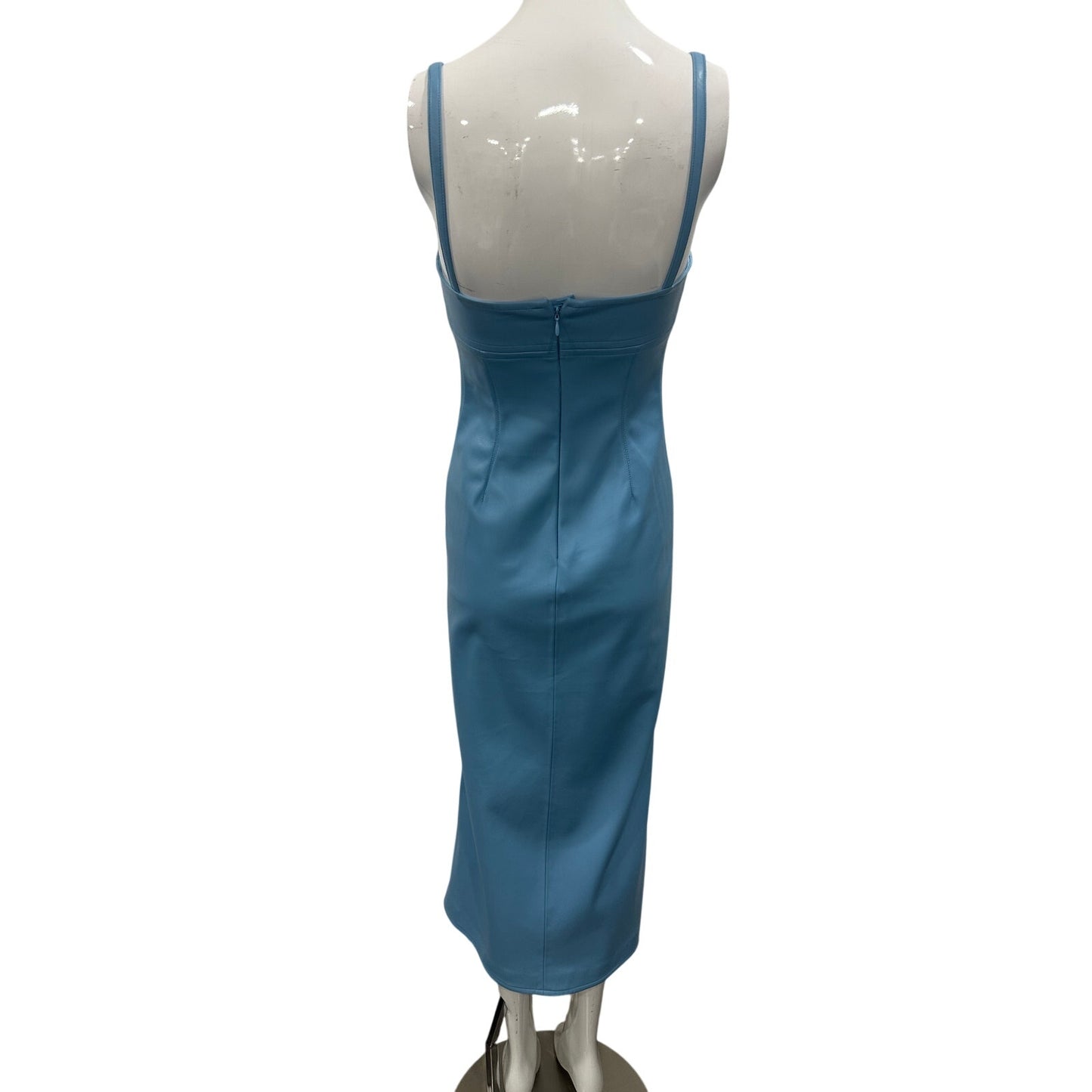 Alexis Faux Leather Camellia Sleeveless Midi Dress Blue Women's Size XS