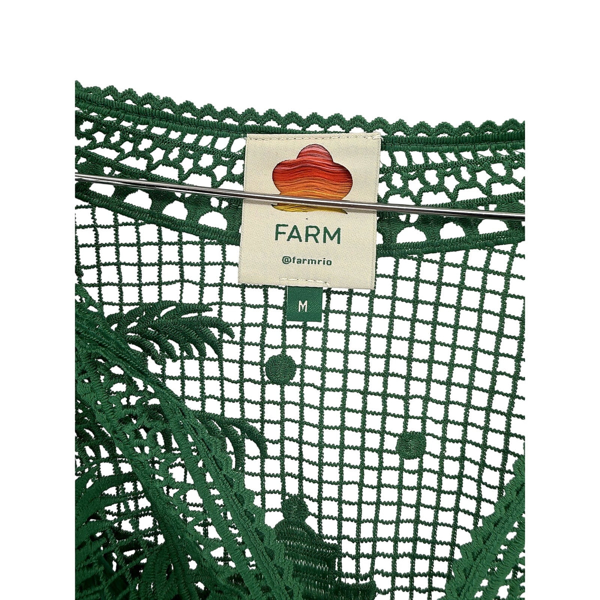 Farm Rio Green Guipure Lace Midi Maxi Dress Palm Motif 306101 Size M