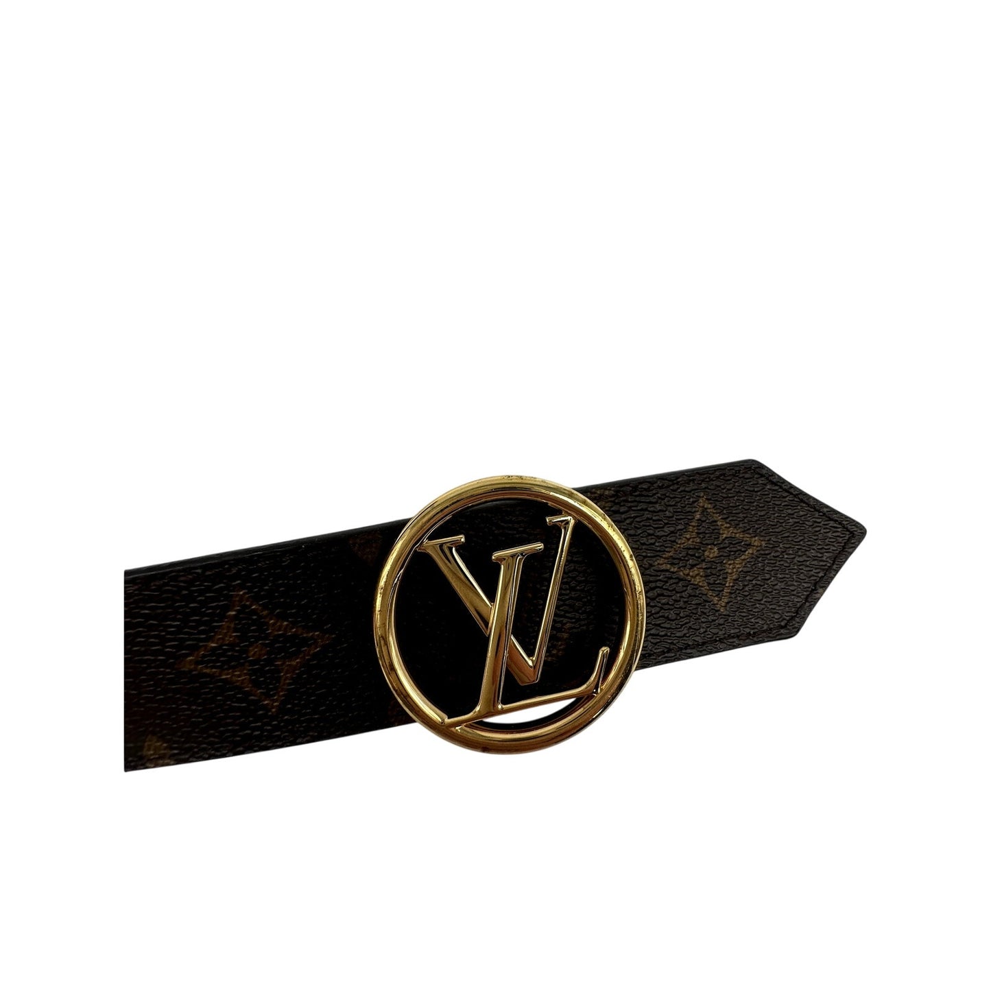 Louis Vuitton Leather Canvas Monogram LV Logo Buckle Reversible Belt