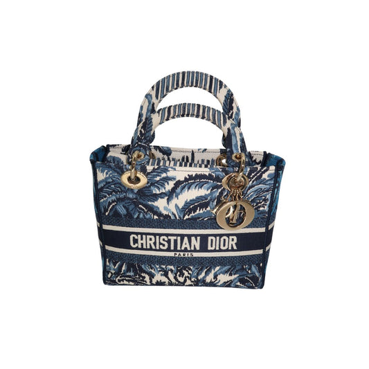 Christian Dior Canvas Embroidered Lady D-Lite Palm Tree Toile De Jouy Bag