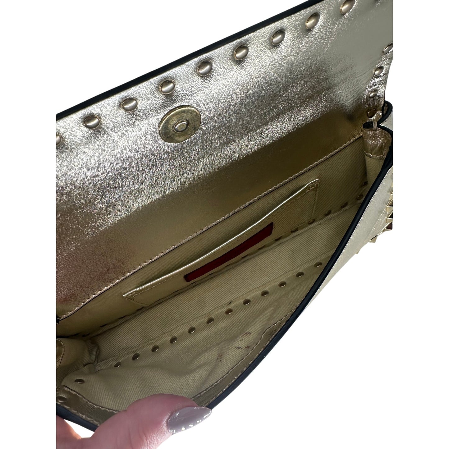 Valentino Garavani Metallic Leather Rockstud Bracelet Clutch Bag
