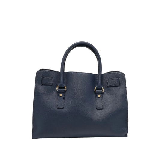 Michael Kors Navy Blue Saffiano Leather Locket Logo Hamilton Large Tote Bag