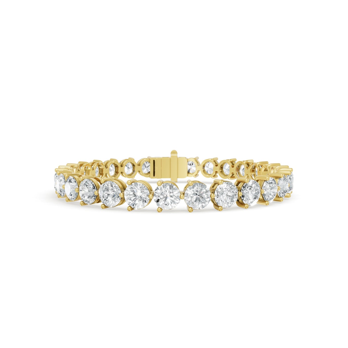 17.06 ctw Diamond 3 Prong Bracelet 14K Yellow Gold Tennis Bracelet