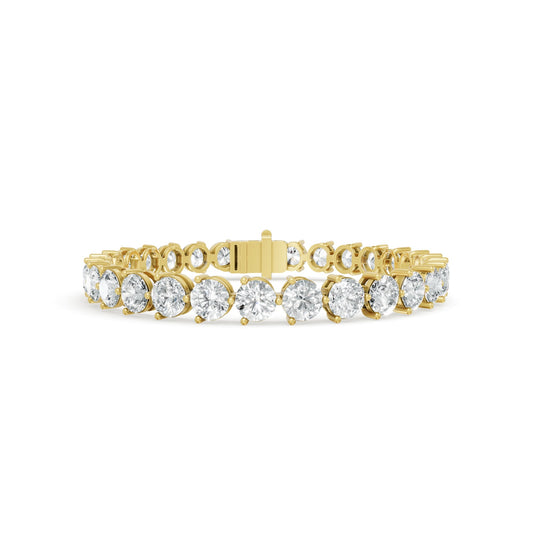 17.06 ctw Diamond 3 Prong Bracelet 14K Yellow Gold Tennis Bracelet
