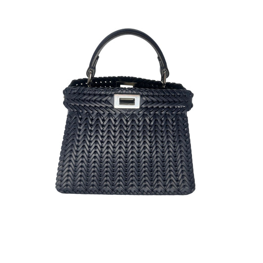 Fendi Leather Intreccio Petite Peekaboo I See U Satchel Bag