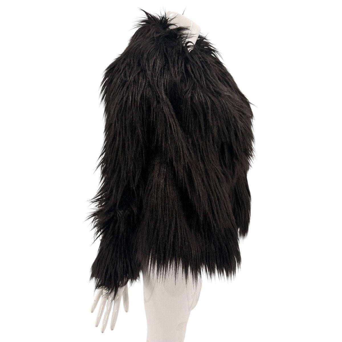 Milly Cole Faux Fur Jacket Black Shaggy Coat Size 0