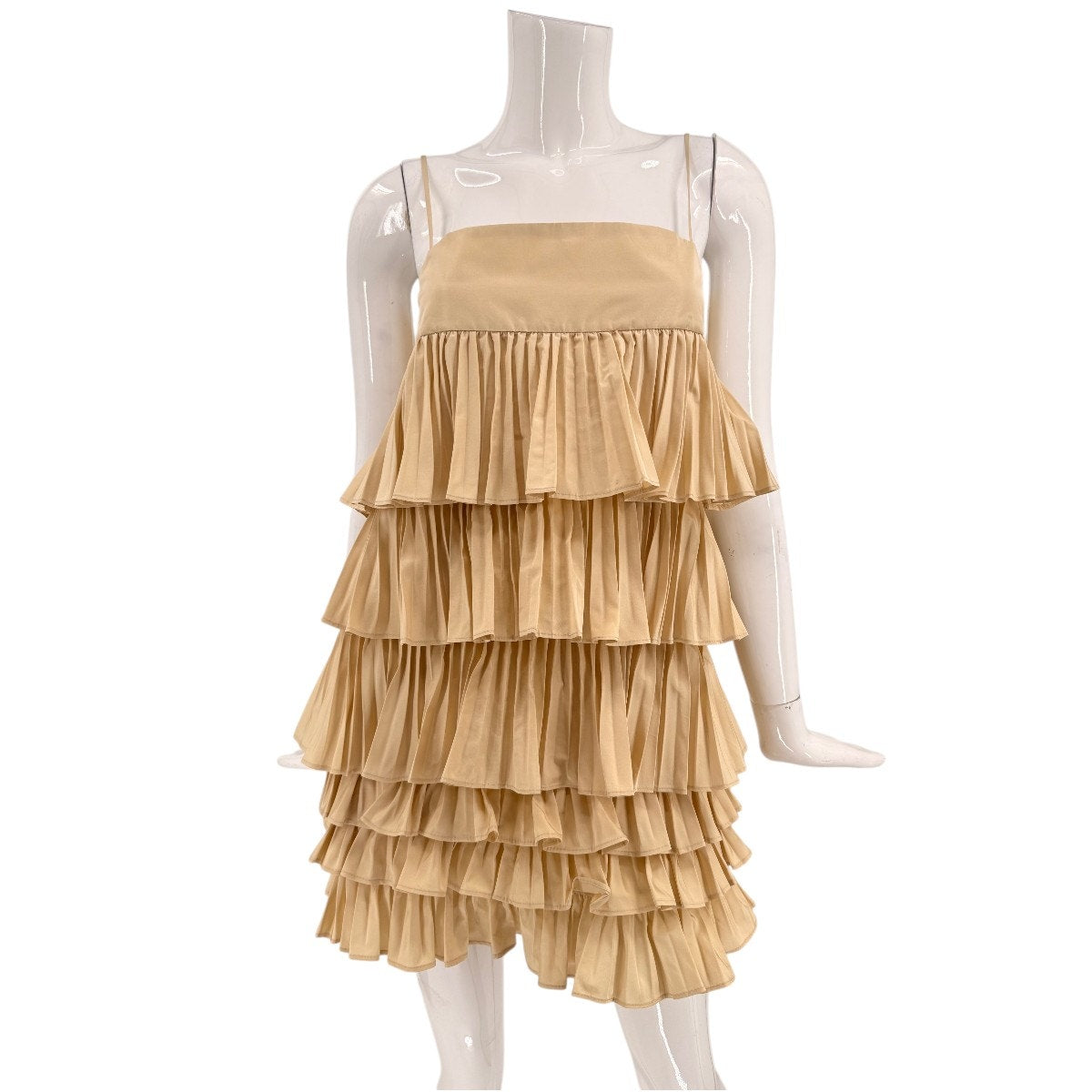 Alexis Corsini Pearl Tiered Plissé Ruffle Mini Dress Women's Size Small