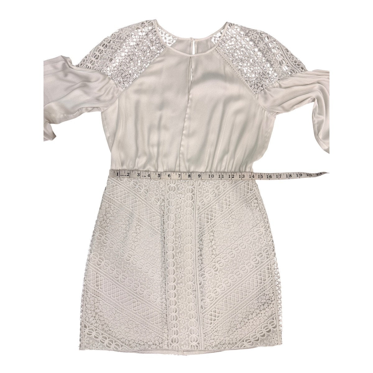 Michael Costello Shandy Lace Trim Long Sleeve Mini Dress White Women's Size M