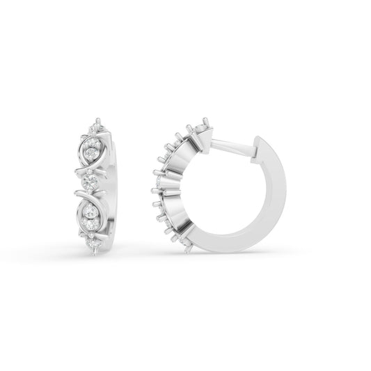 0.15 CTW 14K White Gold  Diamond Huggie Hoop Earrings