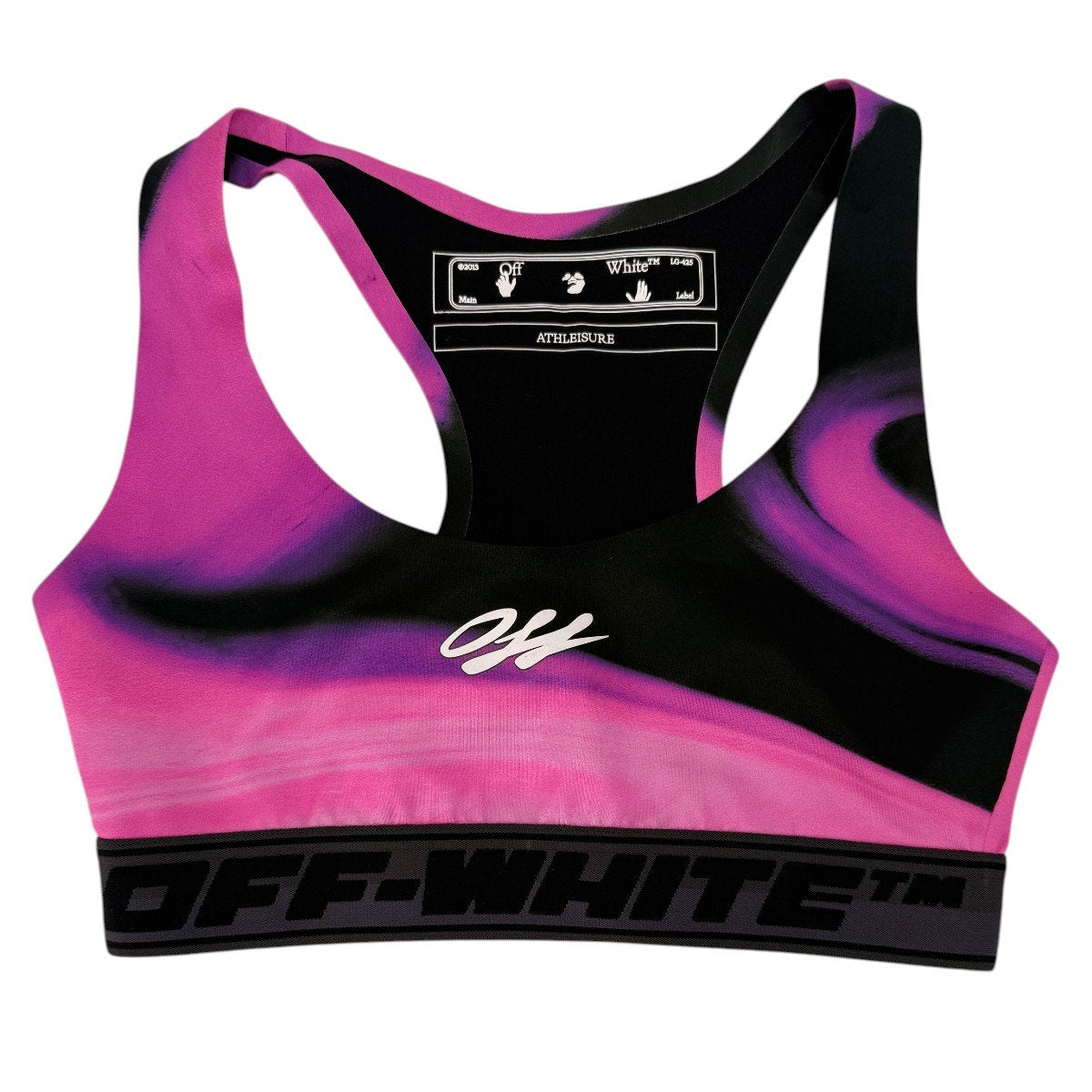 Off-White Liquid Melt Logo Print Racerback Sports Bra Black Pink Women's Size XS