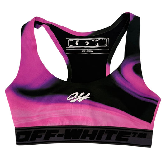 Off-White Liquid Melt Logo Print Racerback Sports Bra Black Pink Women's Size XS