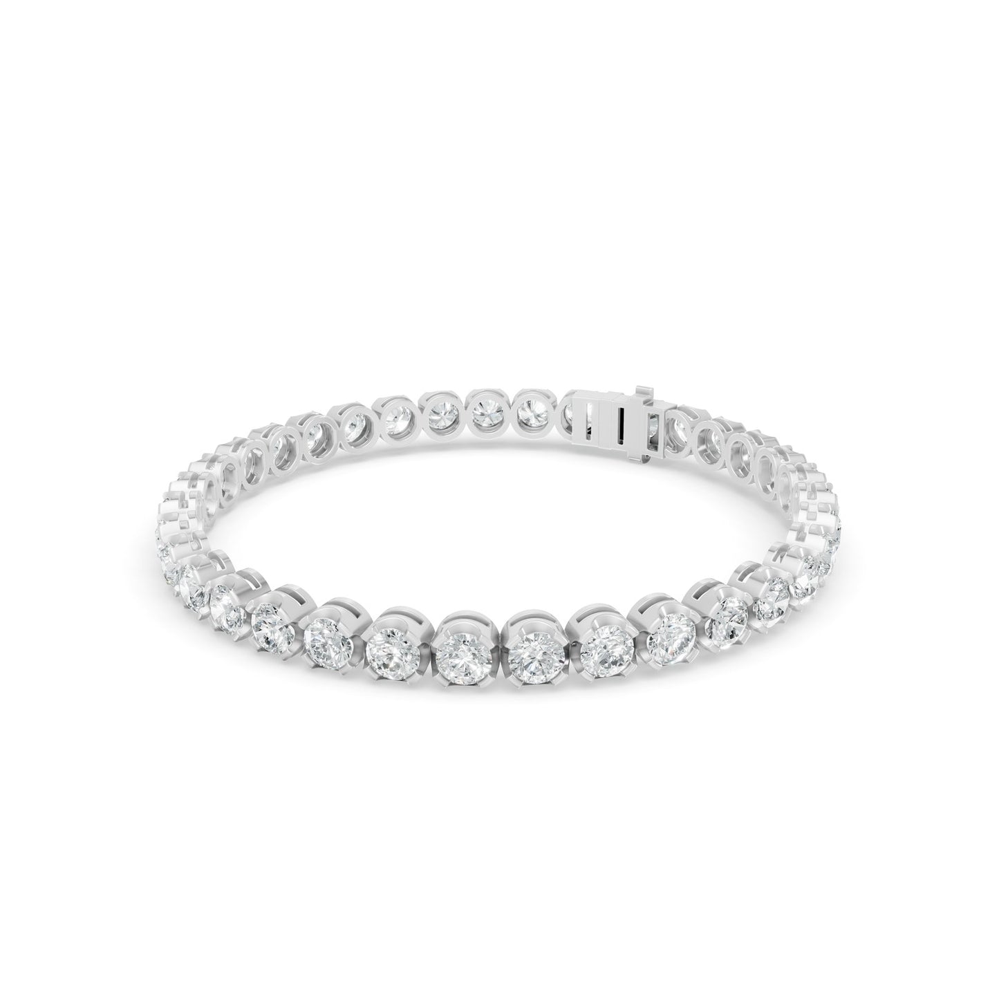 9.09 ctw Diamond Crown Collet 14K White Gold Tennis Bracelet