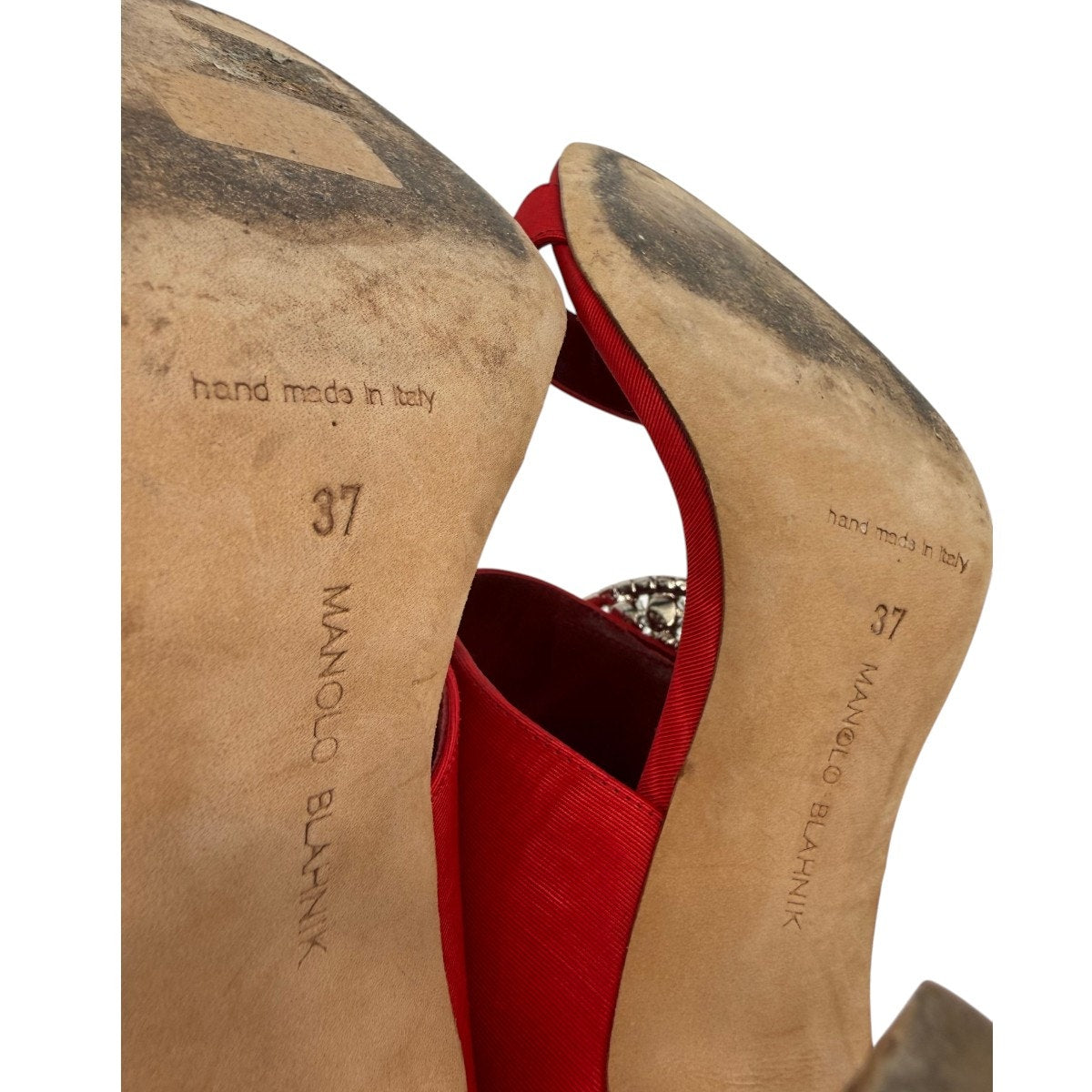 Manolo Blahnik Fibiona Moiré Crystal Buckle Mule Sandals