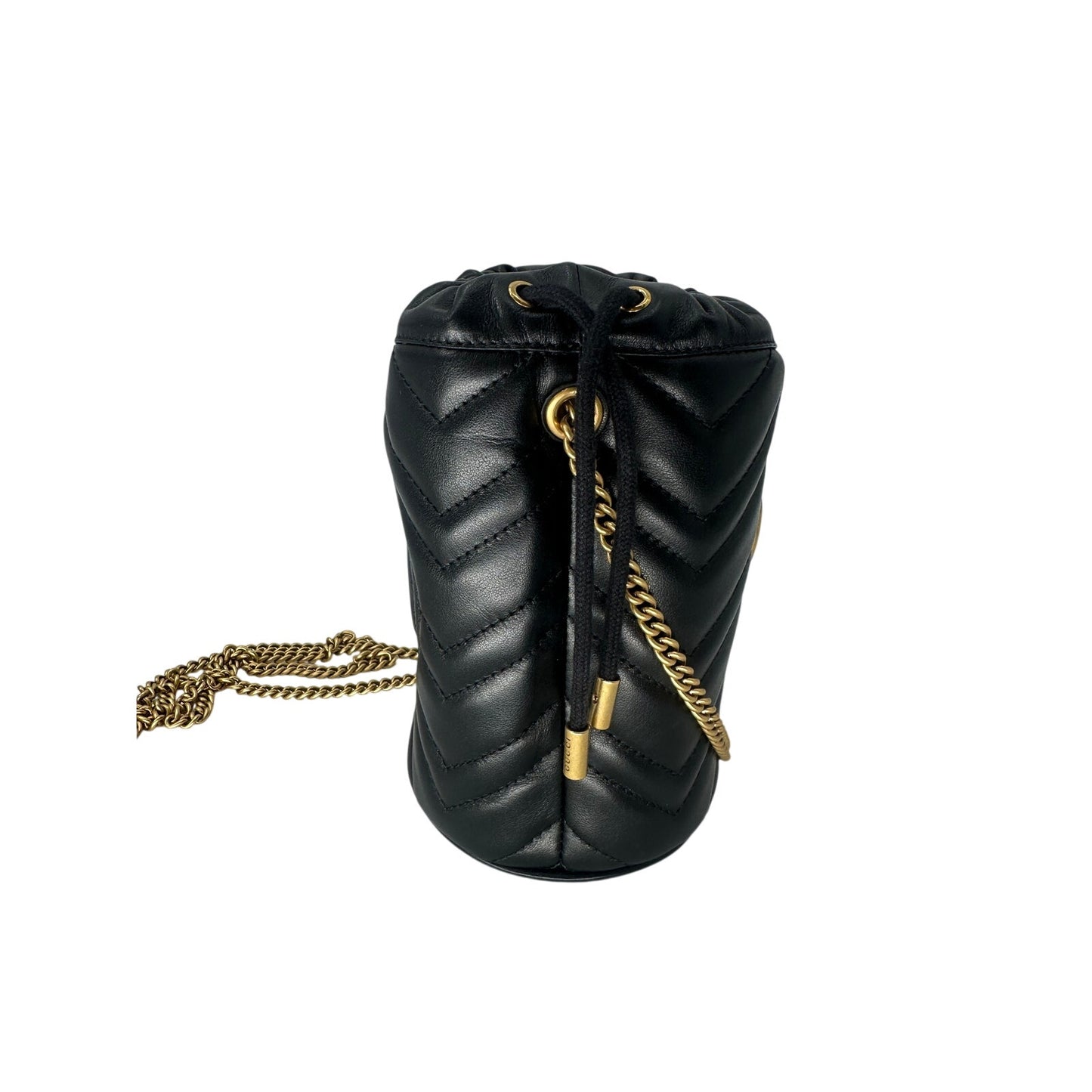 Gucci Leather Quilted GG Marmont Mini Bucket Bag