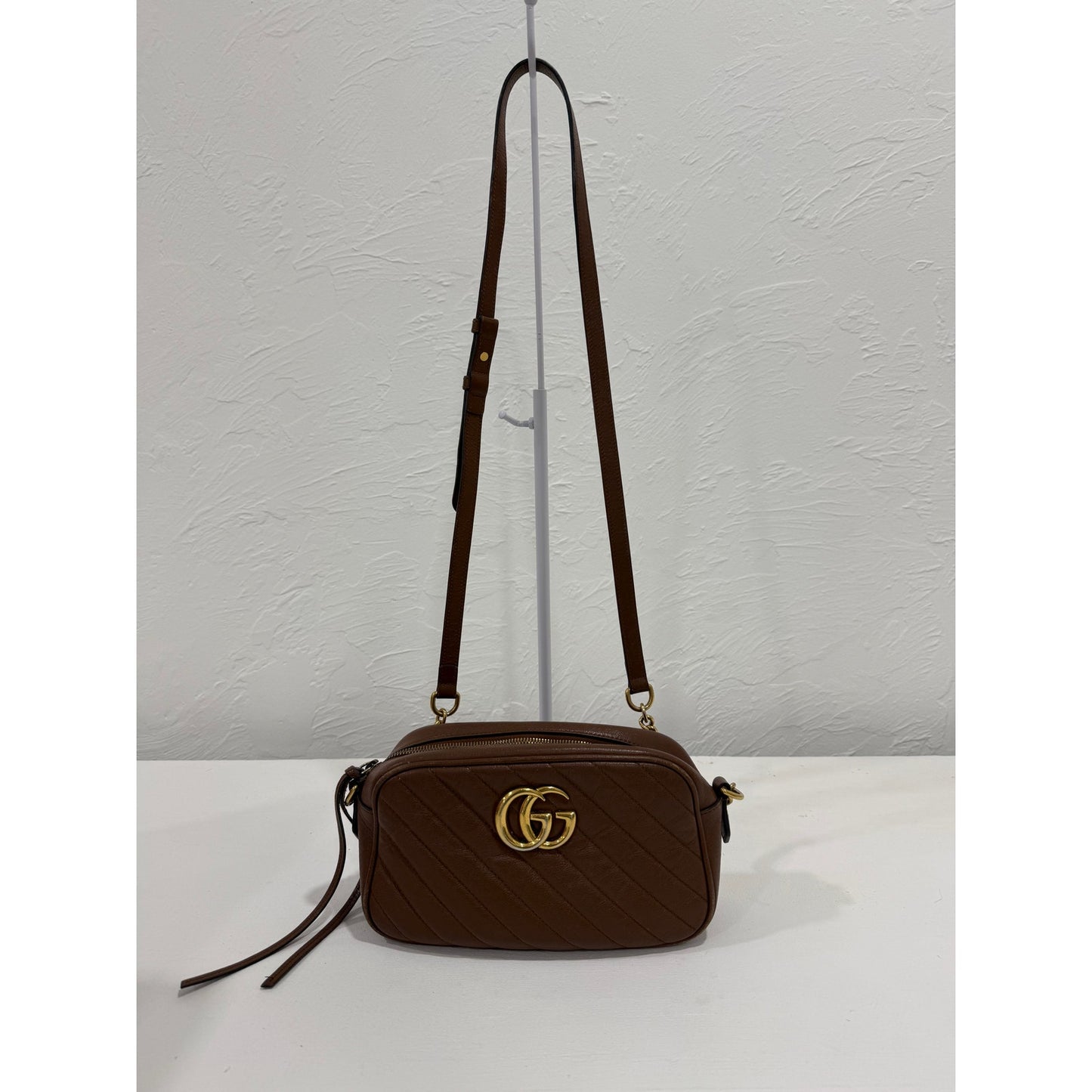 Gucci Calfskin Matelassé GG Marmont Logo Accent Small Shoulder Bag