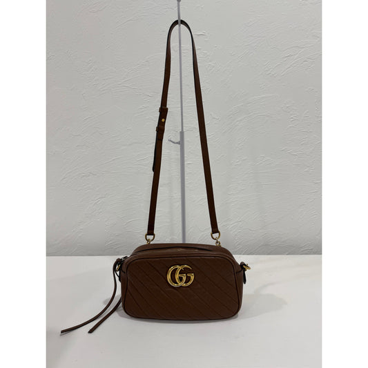 Gucci Calfskin Matelassé GG Marmont Logo Accent Small Shoulder Bag
