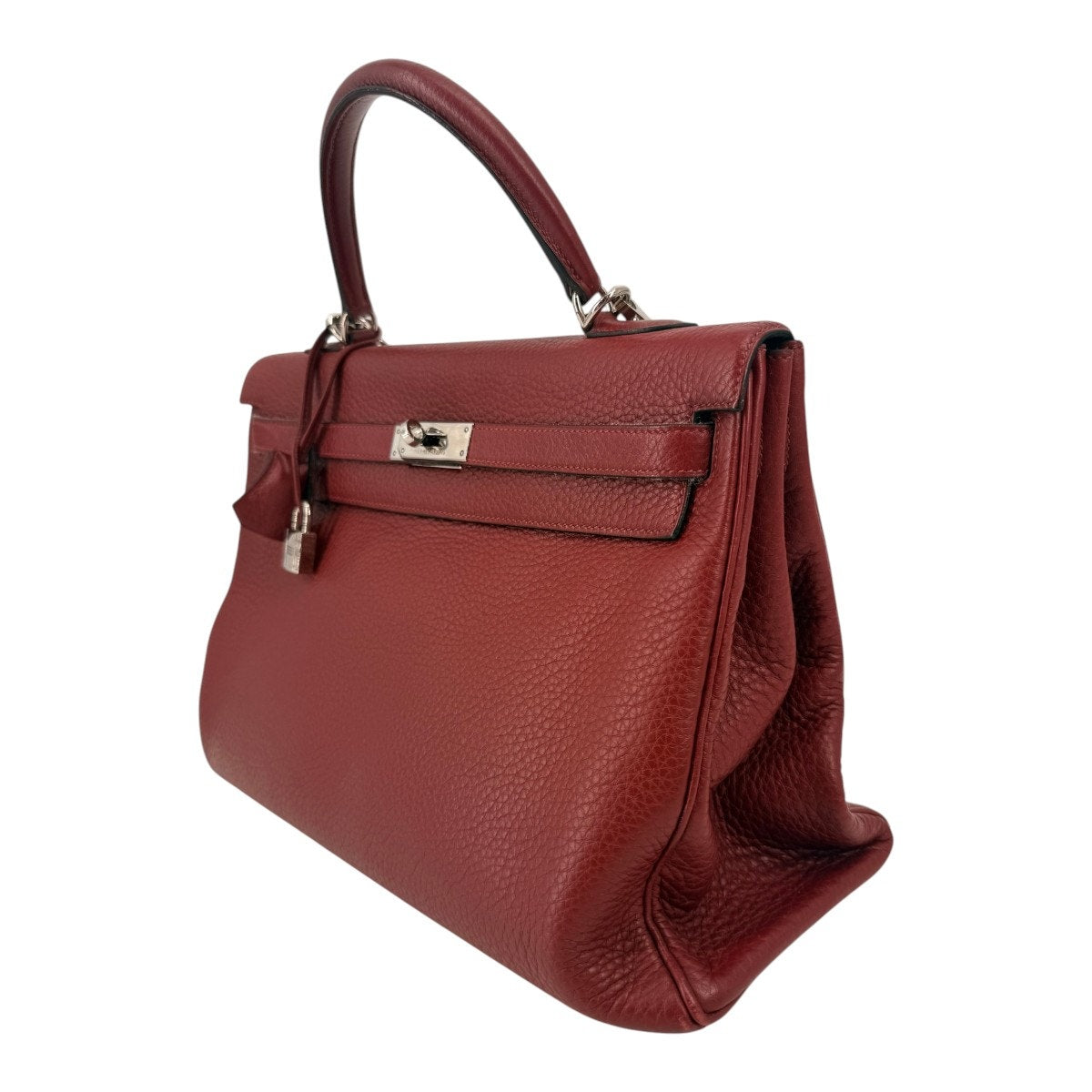 Hermes Kelly Retourne 35 Rouge H Leather Palladium Shoulder Bag