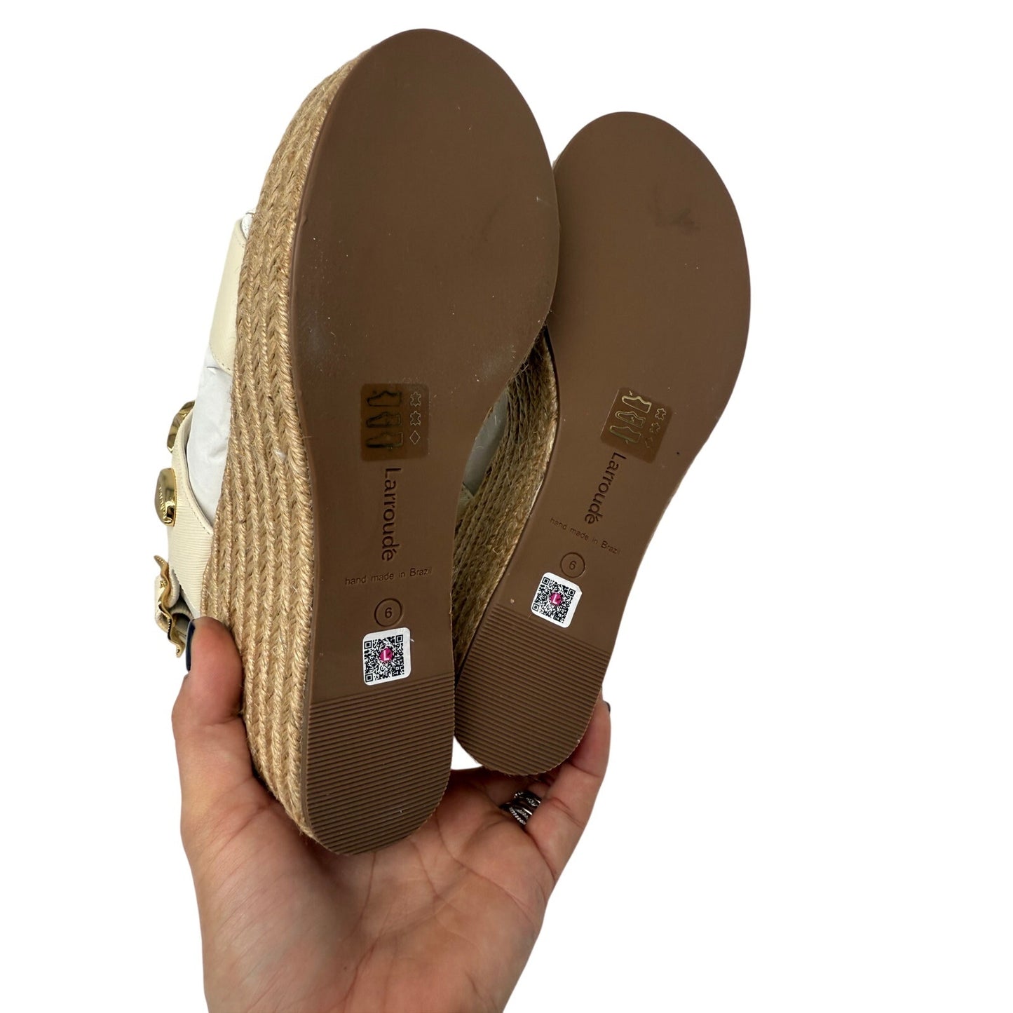 Larroudé Leather Madison Wedge Espadrille Sandals