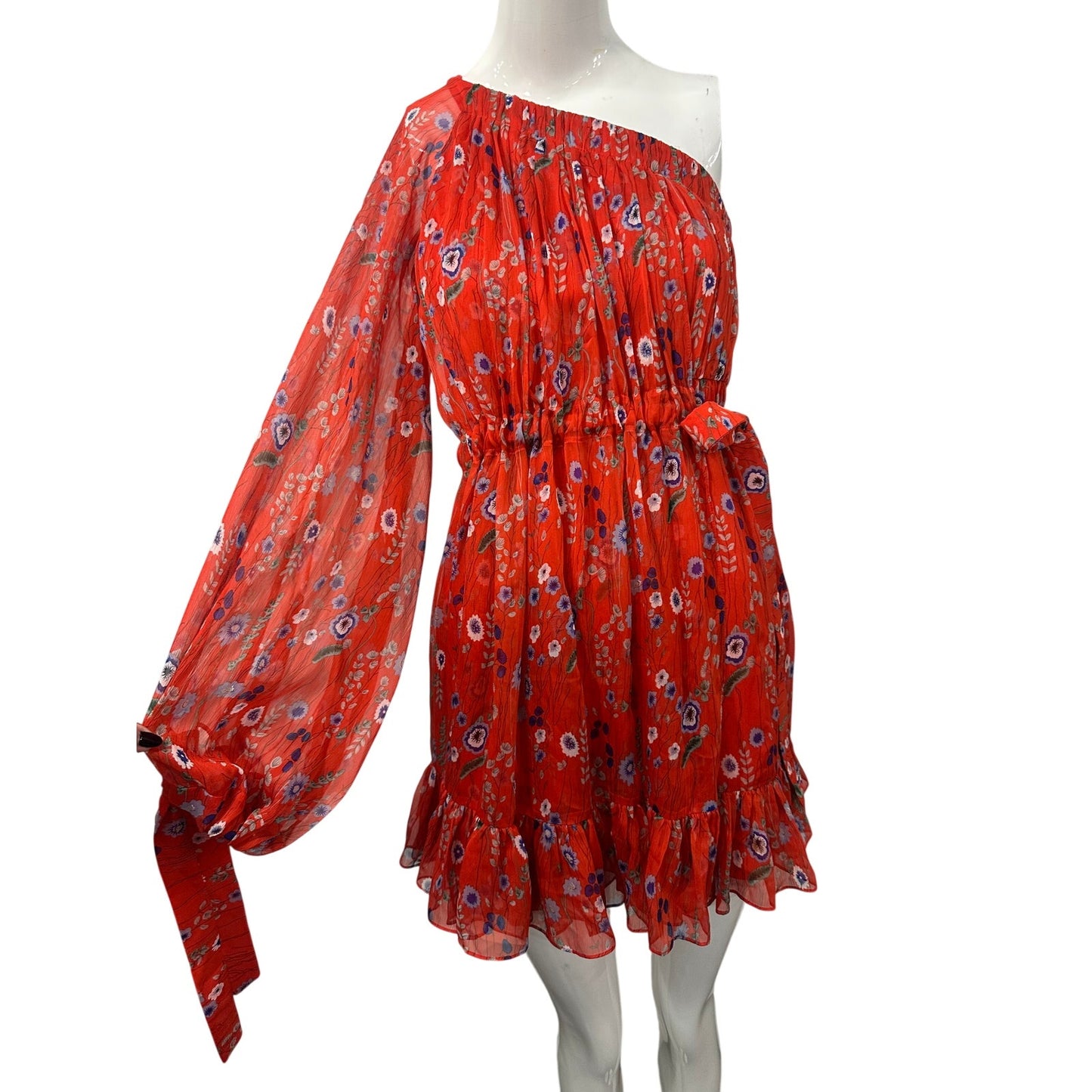 Alexis Edyta One Shoulder Ruffle Long Sleeve Floral Mini Dress
