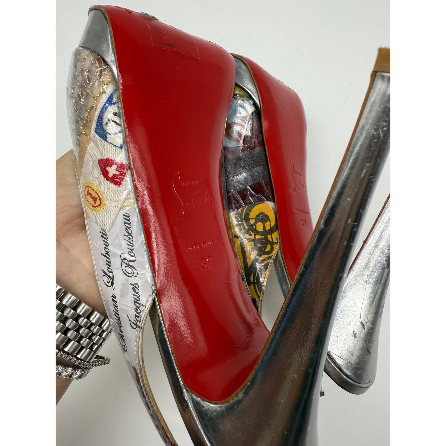 Christian Louboutin PVC Print Slingback Pumps Women's