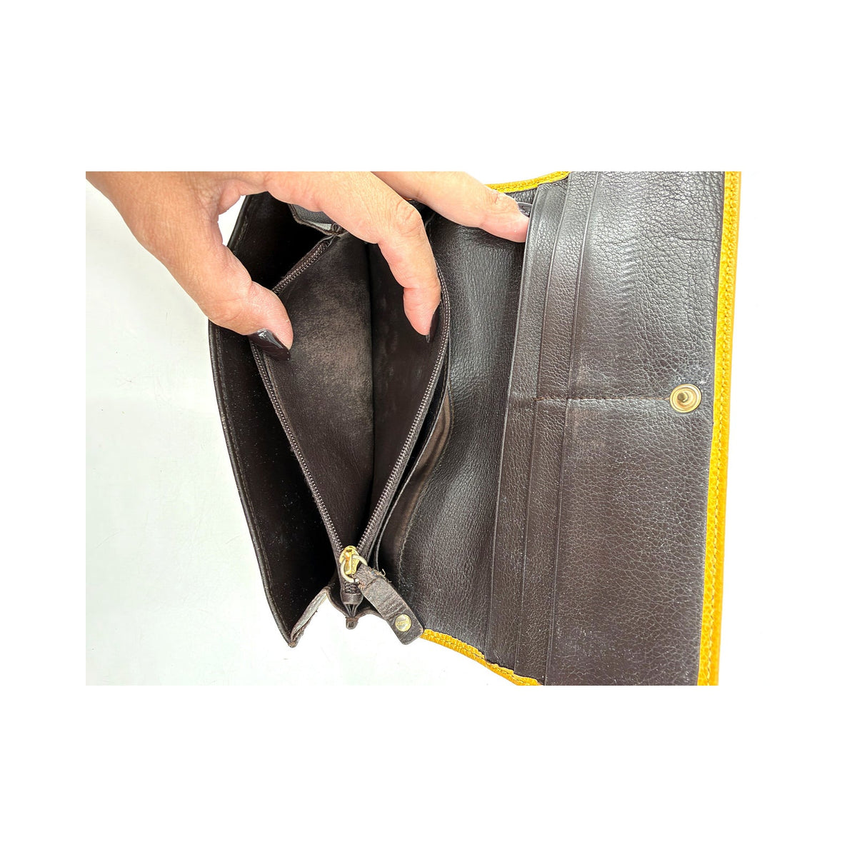 Loewe Anagram Grained Leather Long Flap Wallet Mustard Yellow