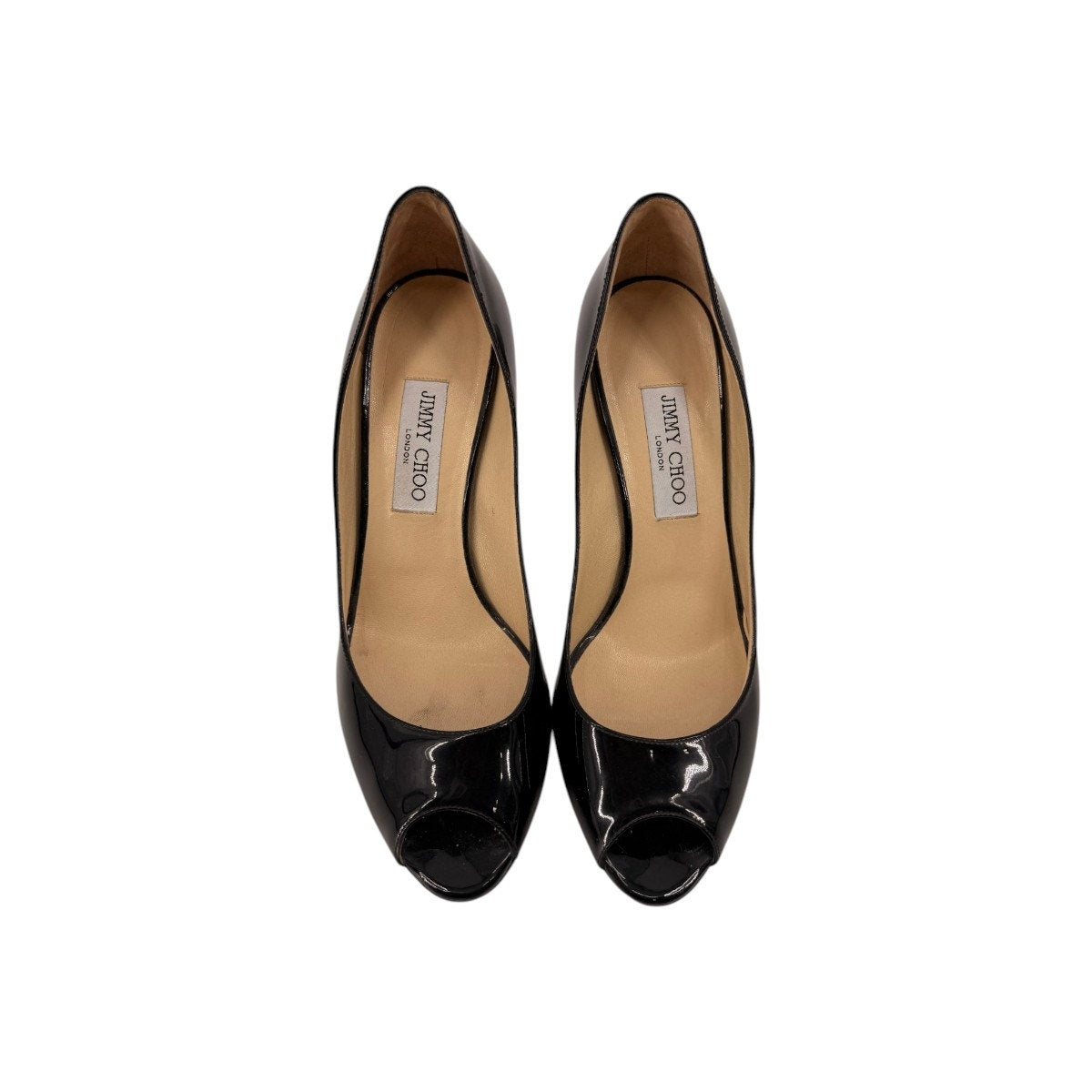 Jimmy Choo Patent Leather Evelyn Peep Toe Pumps Heels