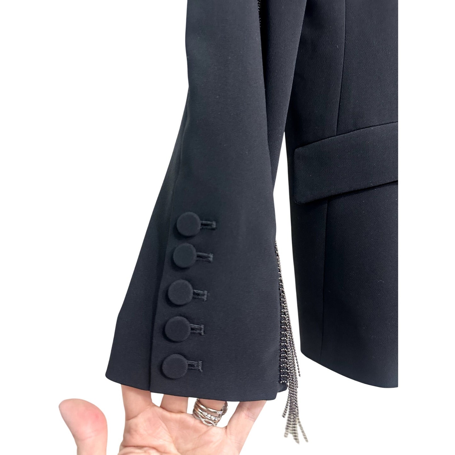 Cinq a Sept Brigitte Metallic Fringe Blazer Jacket