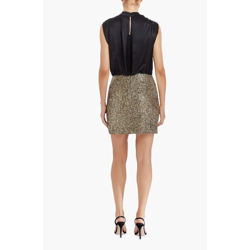 Amanda Uprichard Brantley Mixed Media Silk Cocktail Mini Dress