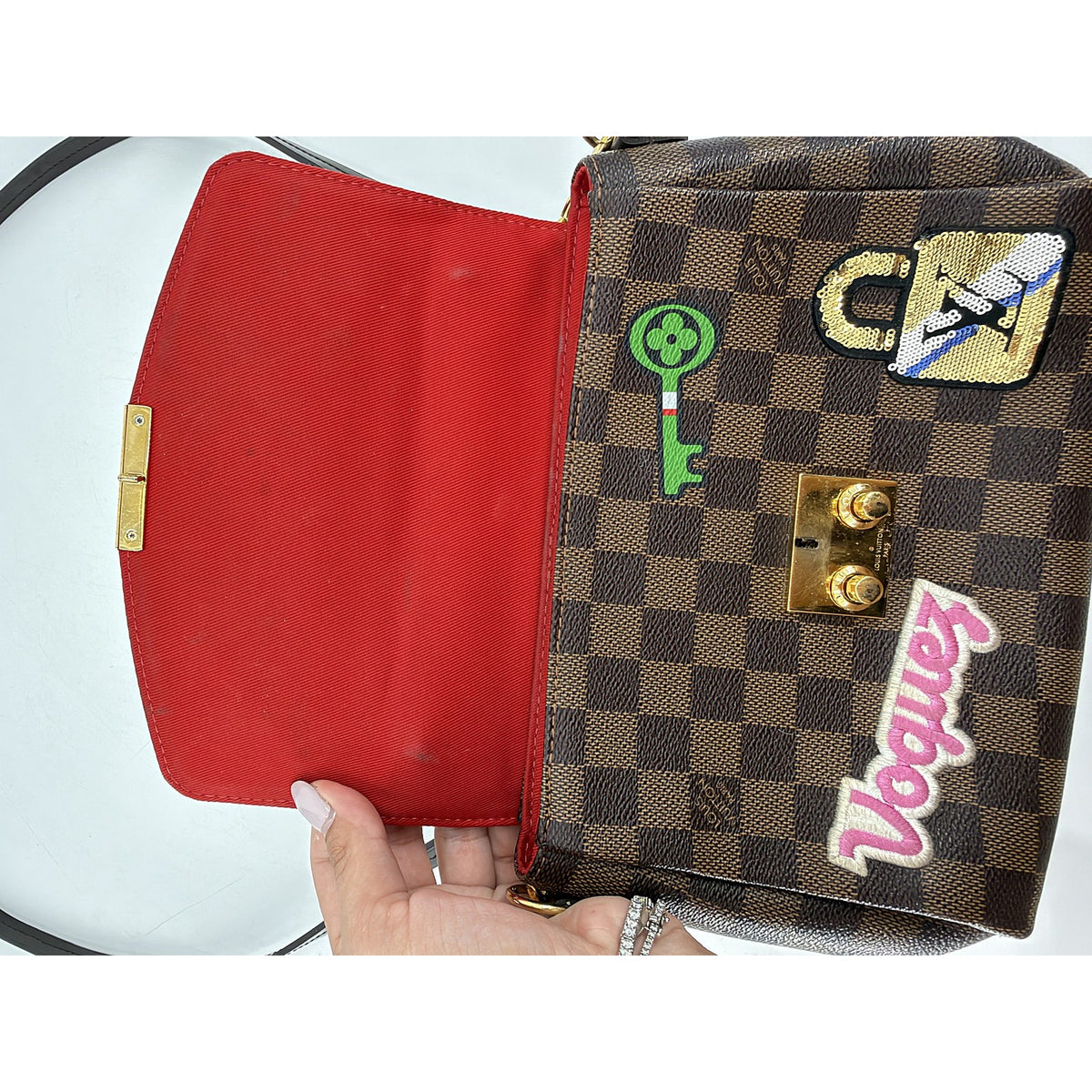 Louis Vuitton Croisette Damier Ebene Patches Canvas Brown Crossbody Bag N40055