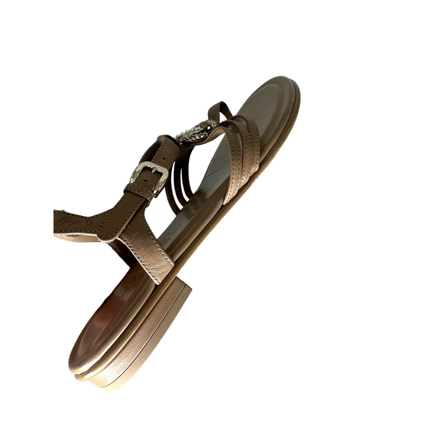 Chanel Leather Interlocking CC Logo Strappy Thong Sandals
