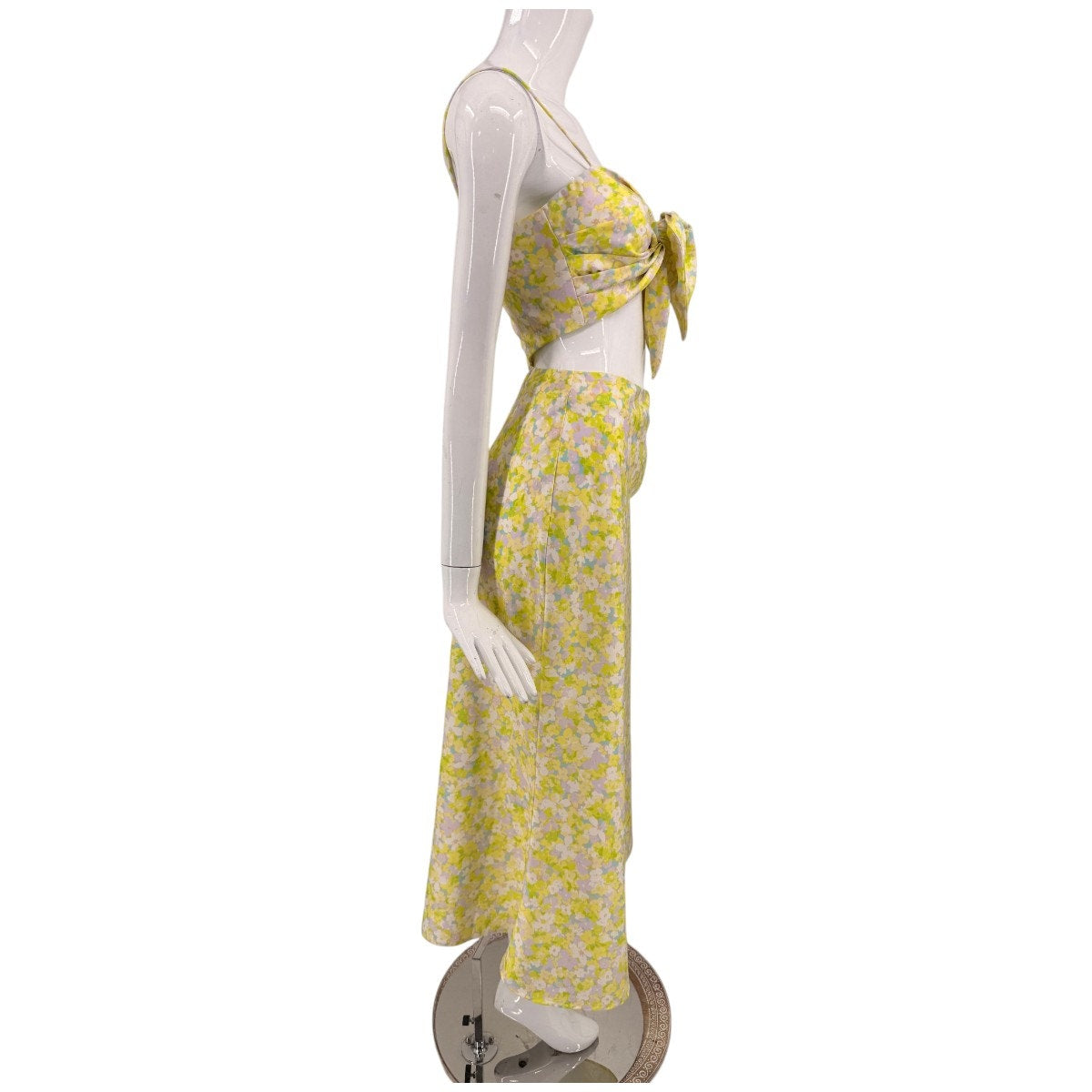 Misha Summer Ditsy Print Everlyn Front Tie Cut-Out Midi Dress