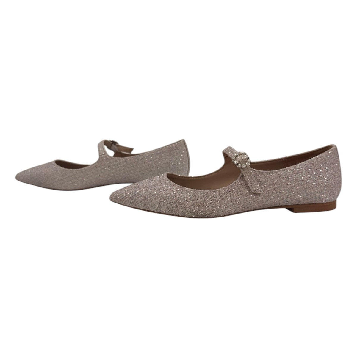 Stuart Weitzman Dazzle Flat Glitter Pointed Toe Mary Jane Flats