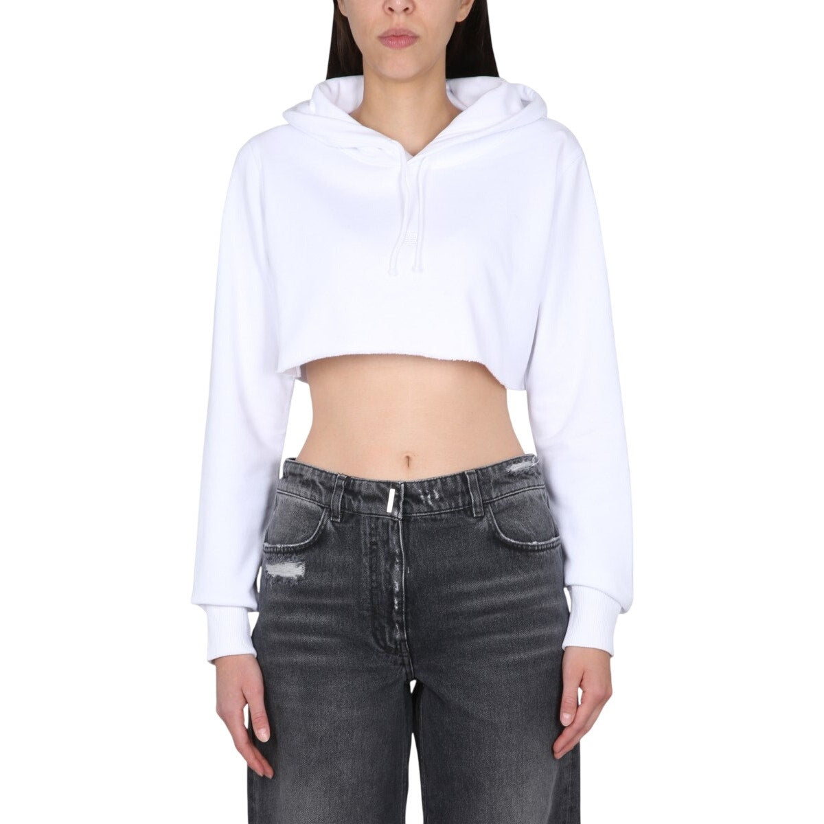Givenchy Cropped 4G Logo Cotton Long Sleeve Pullover Hoodie