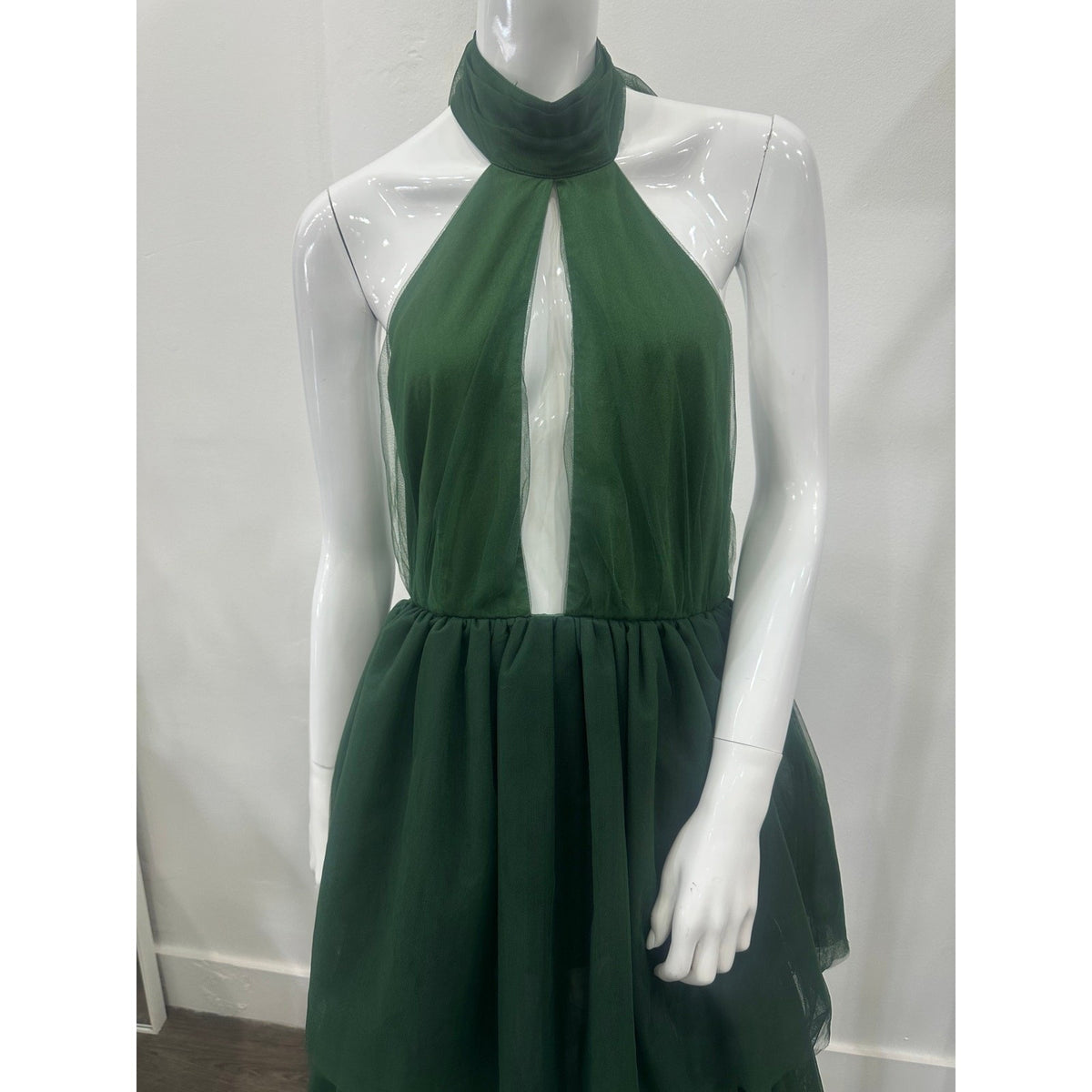 Lovers and Friends Justine Forest Green Tiered Tulle Maxi Dress