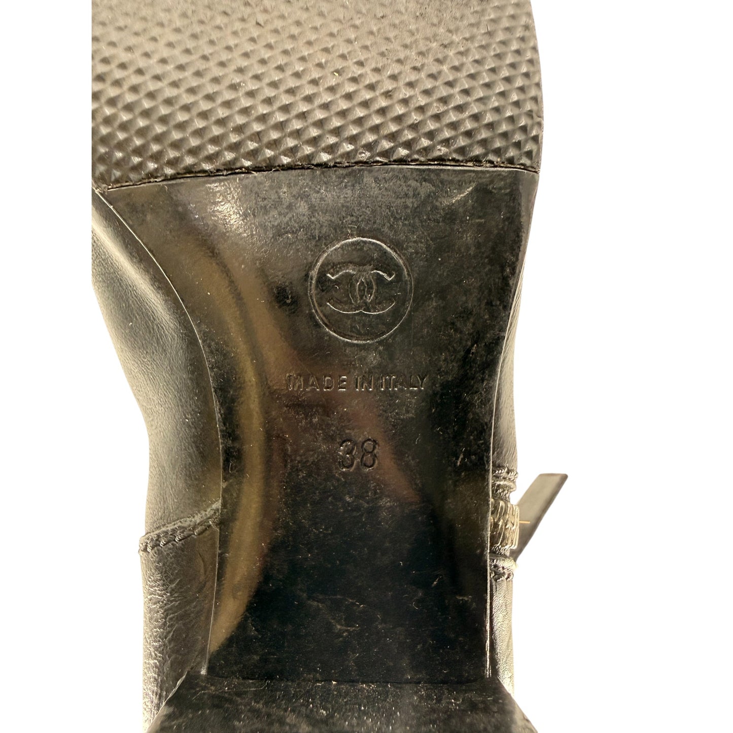 Chanel Leather Interlocking CC Logo Ankle Moto BIker Boots