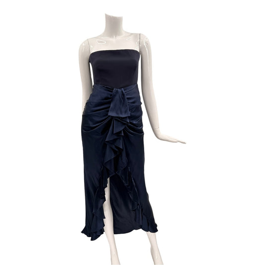 Cinq à Sept Silk Georgiana Strapless Draped-Skirt Midi Dress