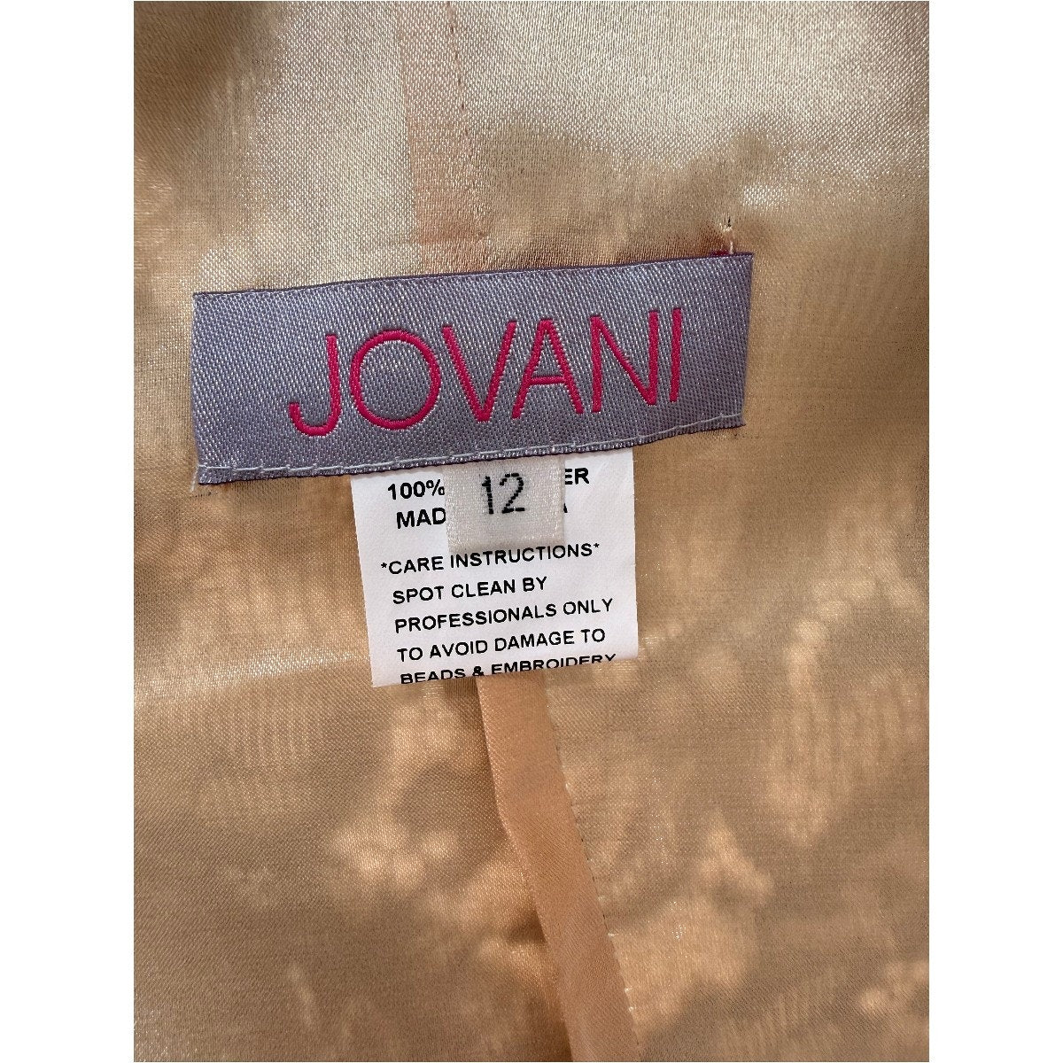 Jovani Lace Floral Overlay Beaded Sheath Mini Dress Black Nude Women's Size 12