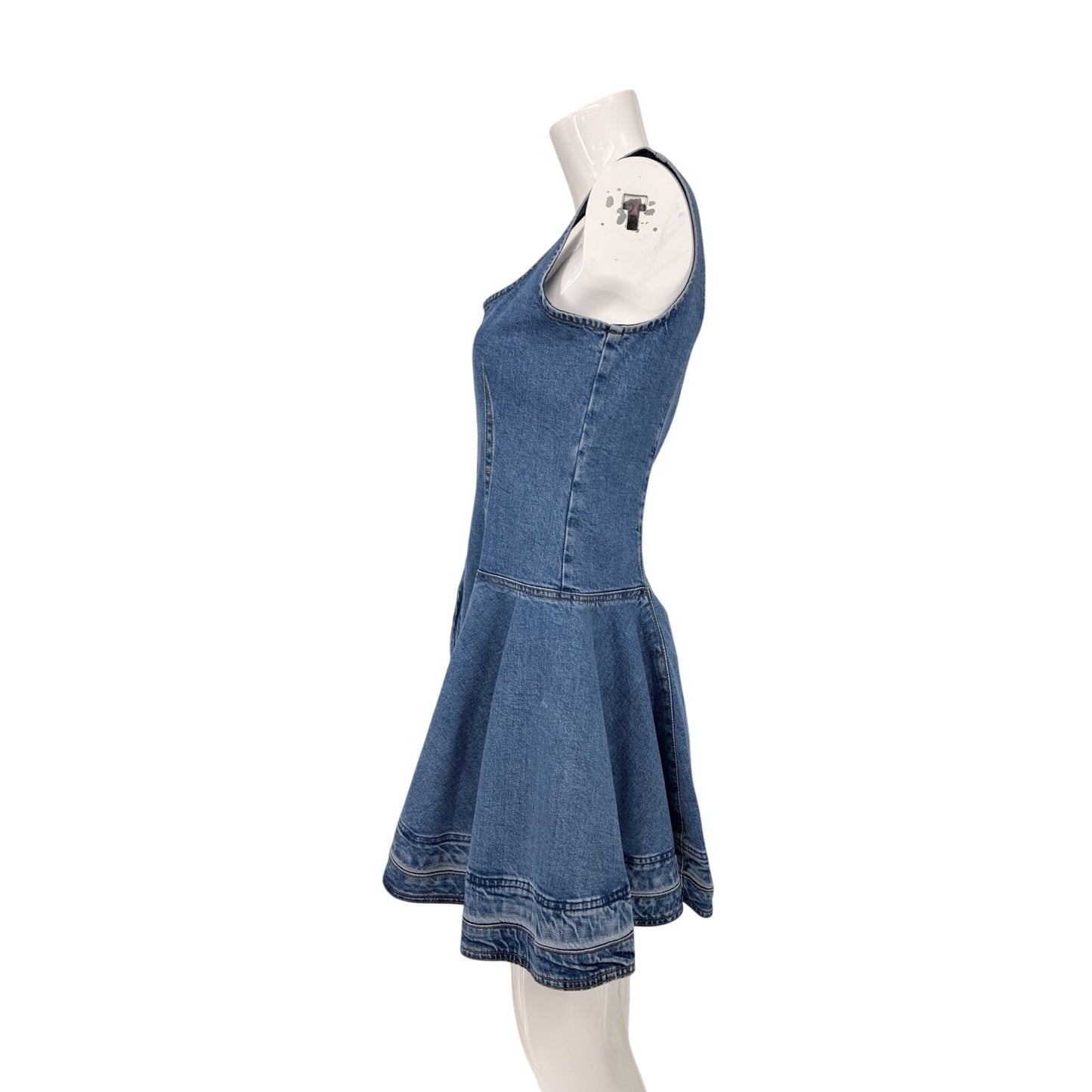 Simkhai Cotton Blend Denim Eleodra Pleated Mini Dress