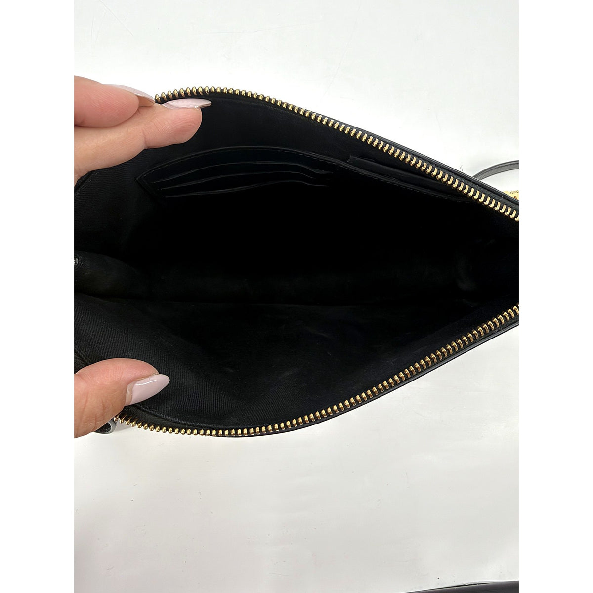 Versace La Greca Pink Black Zip Crossbody Clutch Leather Strap Gold Italy