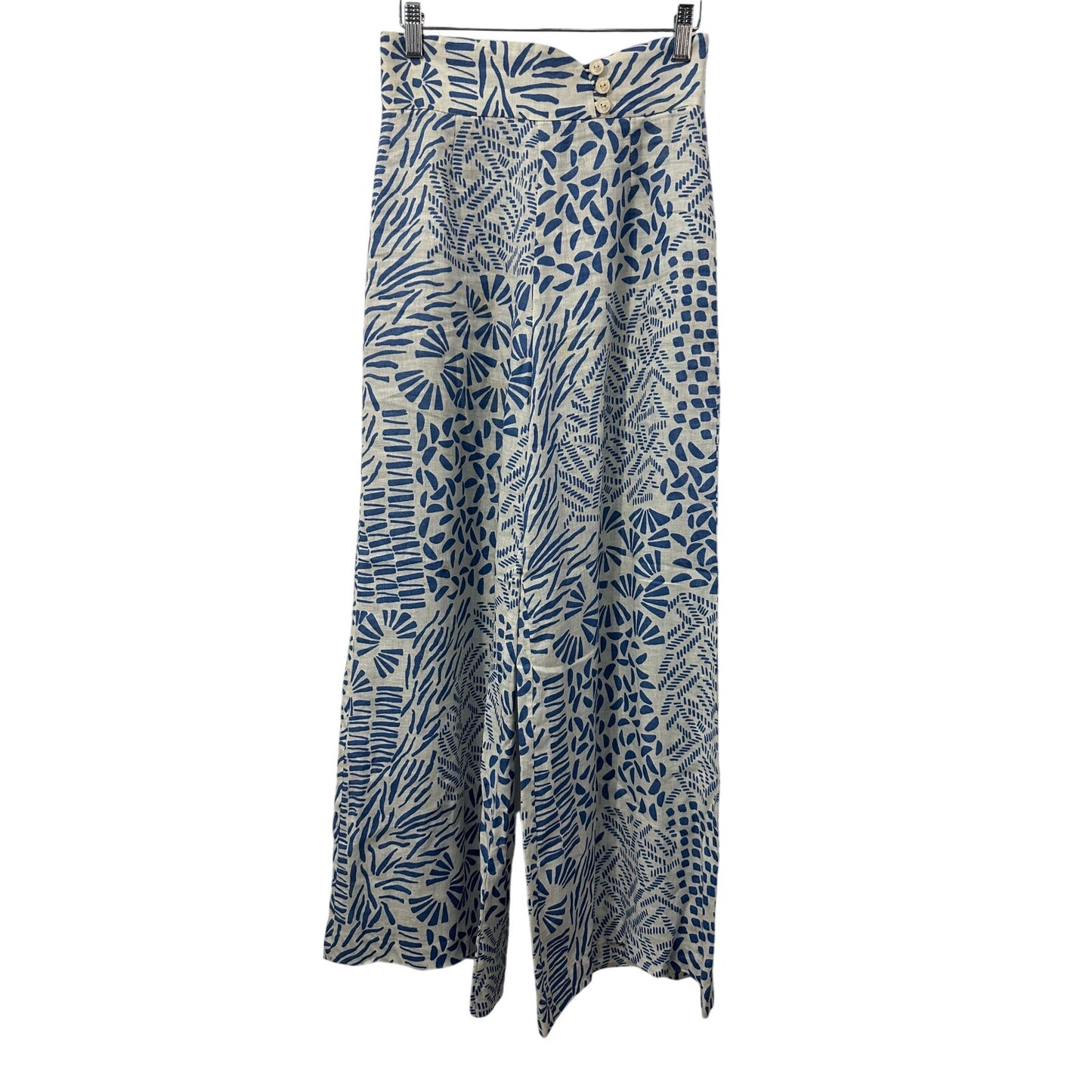 ALEXIS Blue & White Printed Crop Top and Wide Leg Pants Set