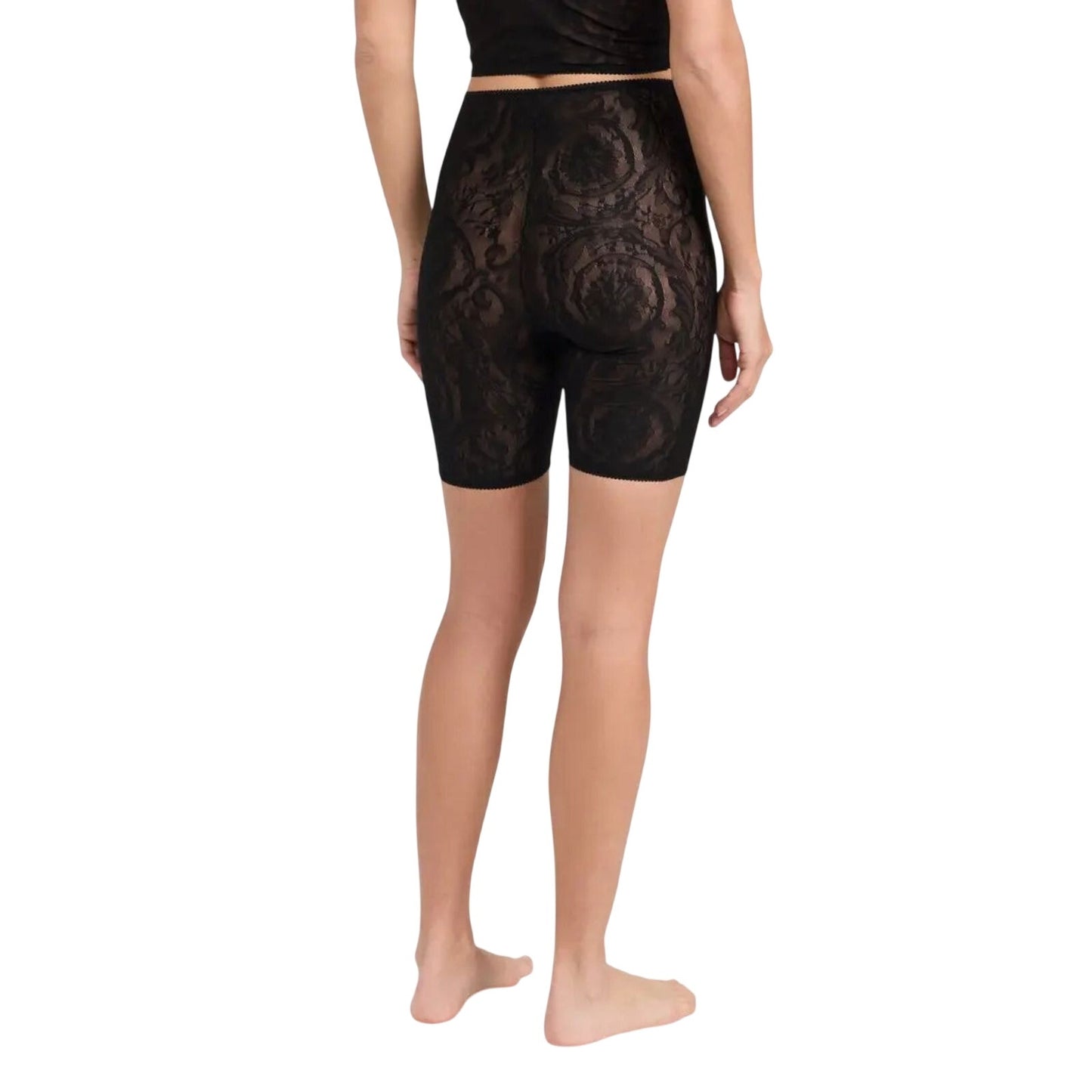 Versace Baroque Jacquard High Rise Tulle Stretch Shorts