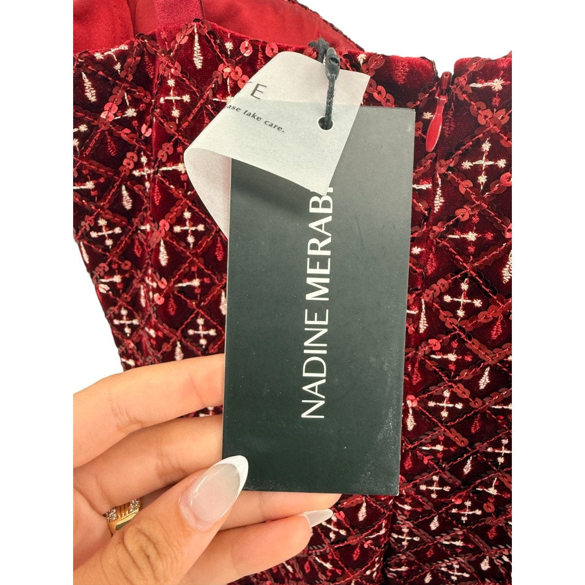 Nadine Merabi Velvet Sequined Embroidered Hailey Jumpsuit