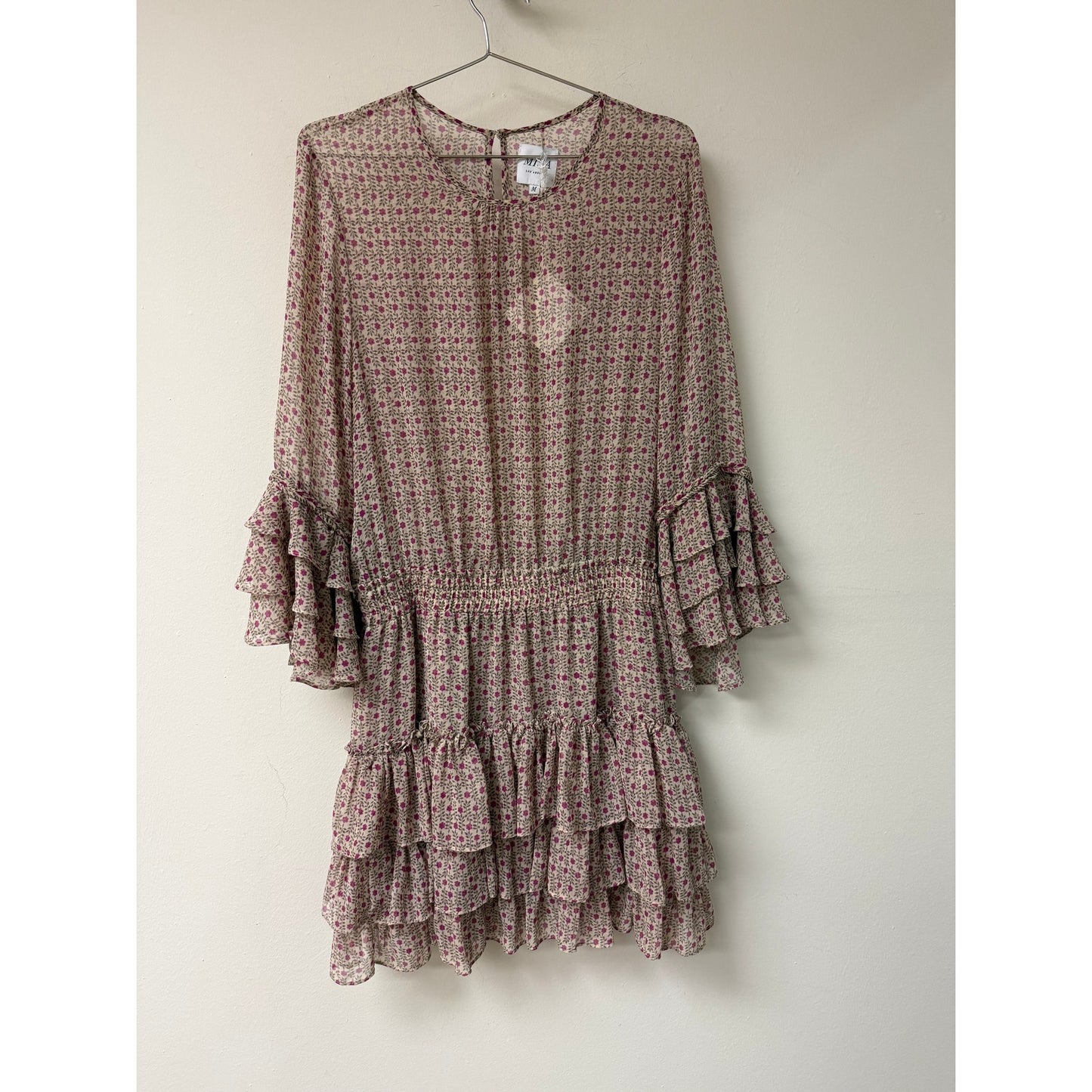 Misa Los Angeles Bernita Smocked Mini Dress Ruffle Detail Ditsy Floral