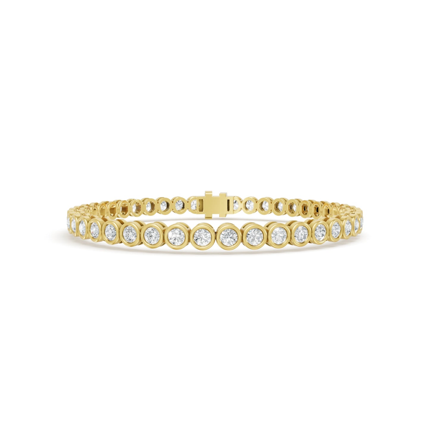 4.34 ctw Diamond Bezel 14K Yellow Gold Tennis Bracelet
